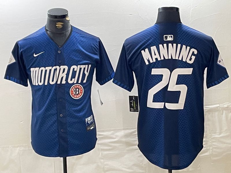 Men Detroit Tigers 25 Manning Blue City Edition Nike 2024 MLB Jersey style 4